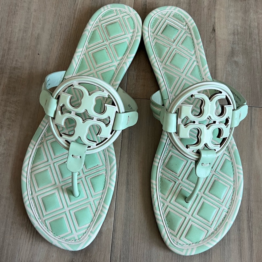 Tory Burch Metal Miller Sandals in new ivory meadow mist -Size-9
